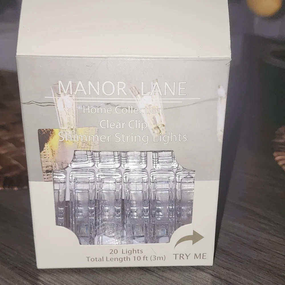 Manor Lane Clear Clip Flexible LED Shimmer String Lights. 20 Lights Length 10ft.